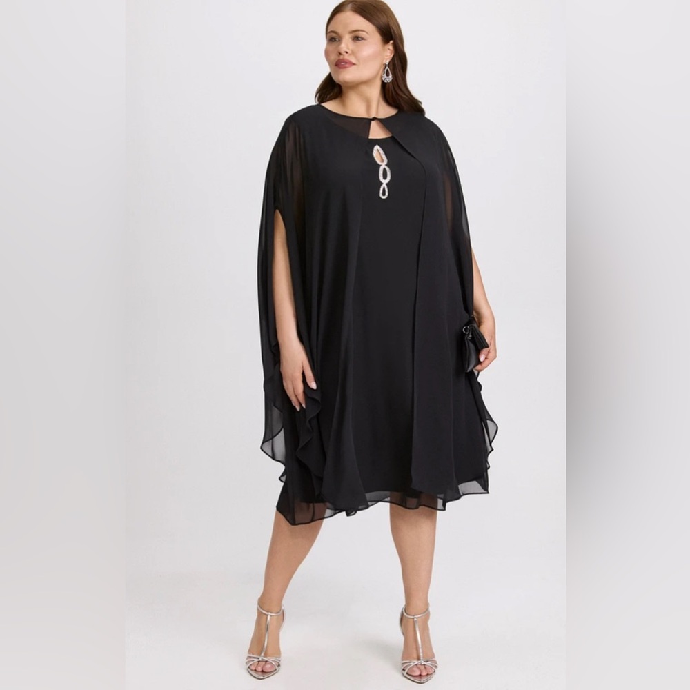 Connected Apparel Black Dress with Silver Detail